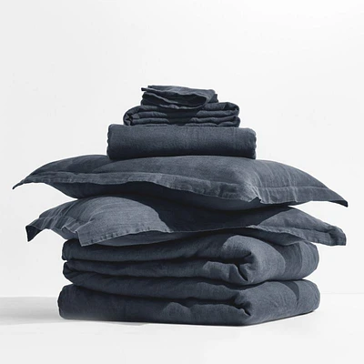 New Natural Hemp Midnight Navy Full Bedding Set