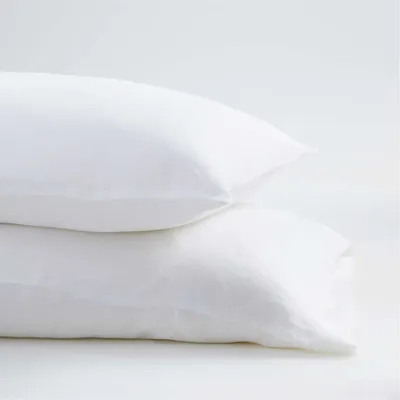 Natural Hemp Fiber Crisp White Standard Pillowcases, Set of 2