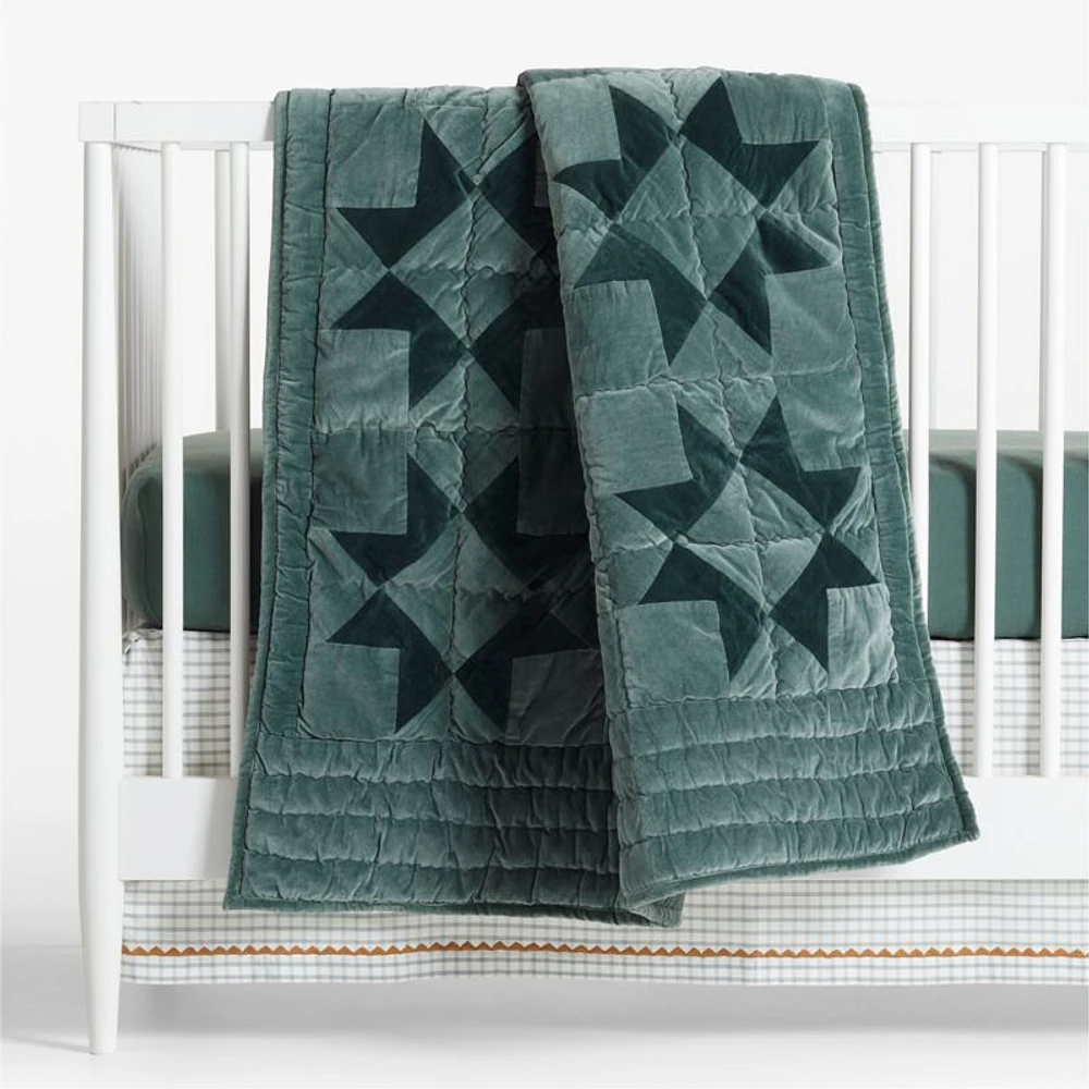 Supersoft Pine Green Organic Cotton Gauze Baby Crib Fitted Sheet