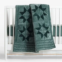 Supersoft Pine Green Organic Cotton Gauze Baby Crib Fitted Sheet