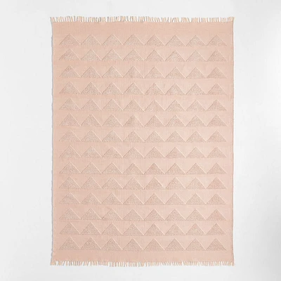 Hi/Low Triangle Natural Blush Flatweave Kids Performance Area Rug 5'x8'