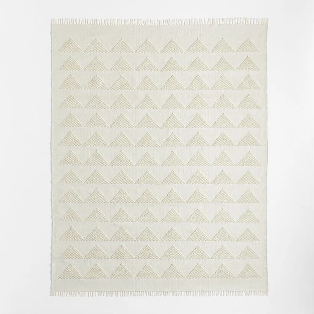 Hi/Low Triangle Pampas Ivory Flatweave Kids Performance Area Rug 5'x8'