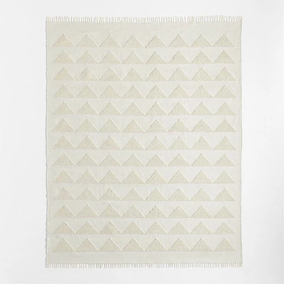 Hi/Low Triangle Pampas Ivory Flatweave Kids Performance Area Rug 5'x8'
