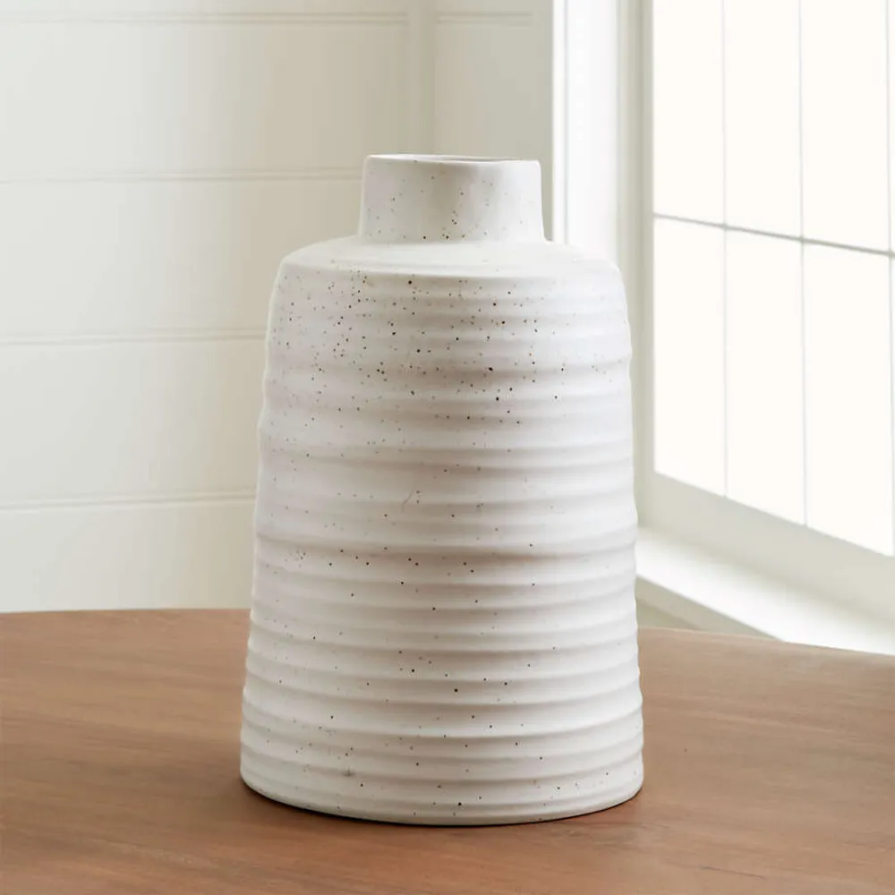 Slope White Ceramic Vase 17