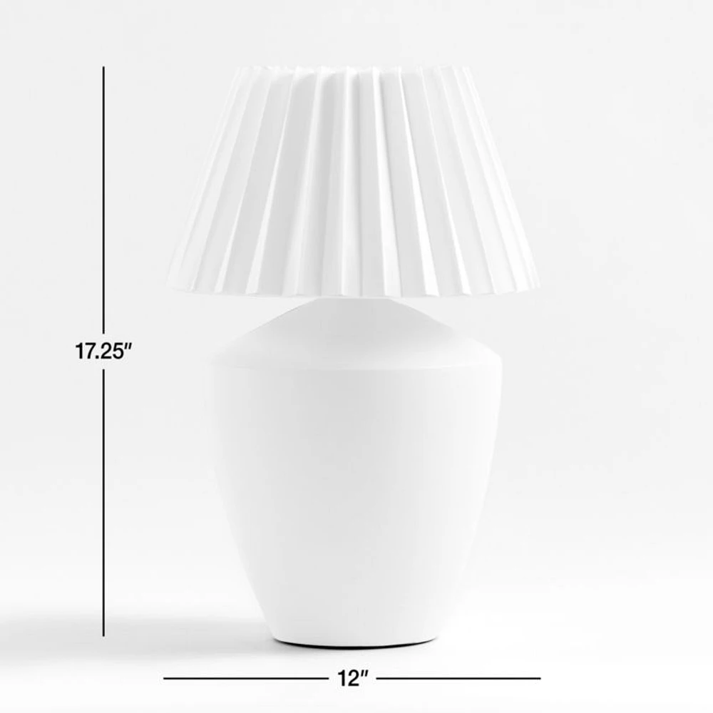 Holland Large White Ceramic Table Lamp with Pleated Tapered Shade