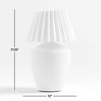 Holland Large White Ceramic Table Lamp with Pleated Tapered Shade