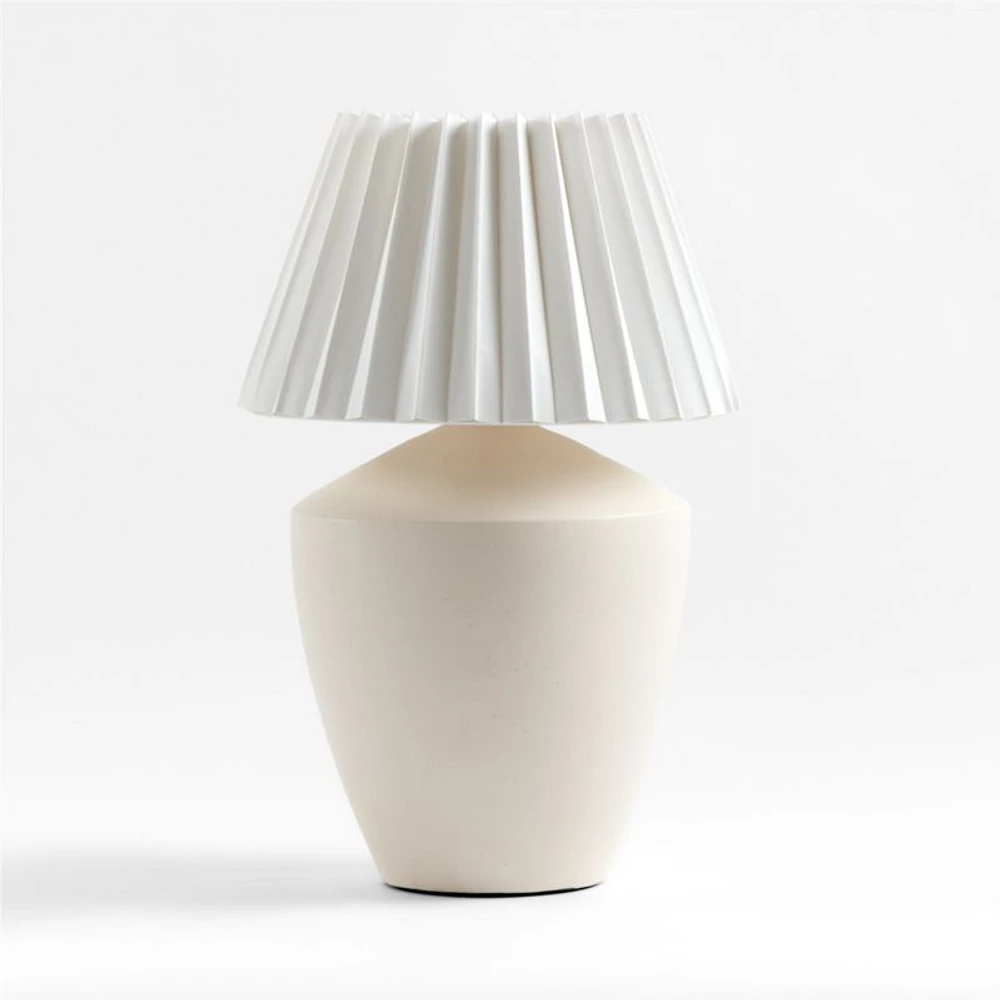 Holland Large White Ceramic Table Lamp with Pleated Tapered Shade
