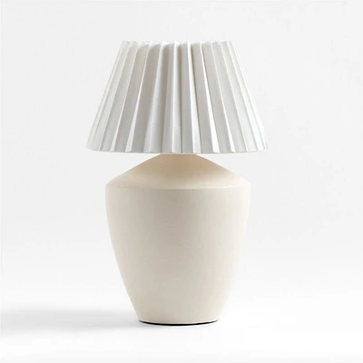 Holland Large White Ceramic Table Lamp with Pleated Tapered Shade