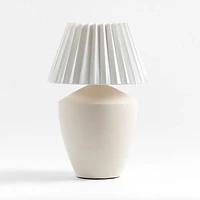 Holland Large White Ceramic Table Lamp with Pleated Tapered Shade