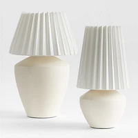 Holland Large White Ceramic Table Lamp with Pleated Tapered Shade