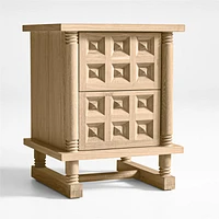 Honore Oak Wood Nightstand with Drawers by Athena Calderone