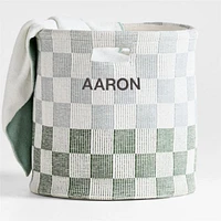 Hopscotch Mist Blue and Pine Green Checkerboard Large Floor Storage Bin