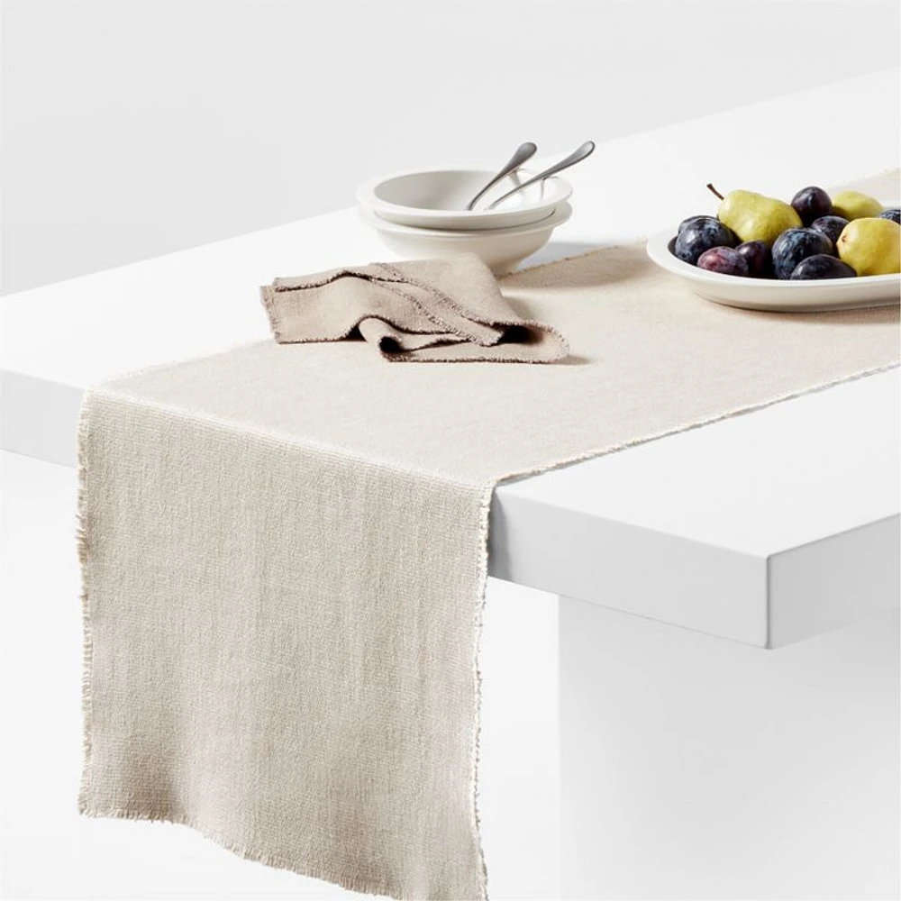Hudson 120" Natural Linen Blend Woven Table Runner