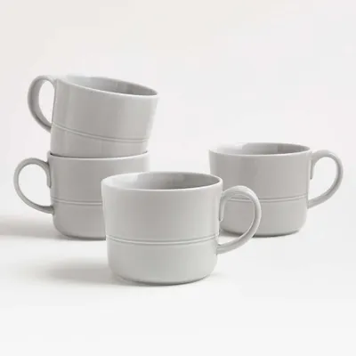 Hue Light Grey Mugs, Set of 4