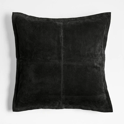 Hyde Pieced Suede 23x23 Smoky Black Throw Pillow Cover