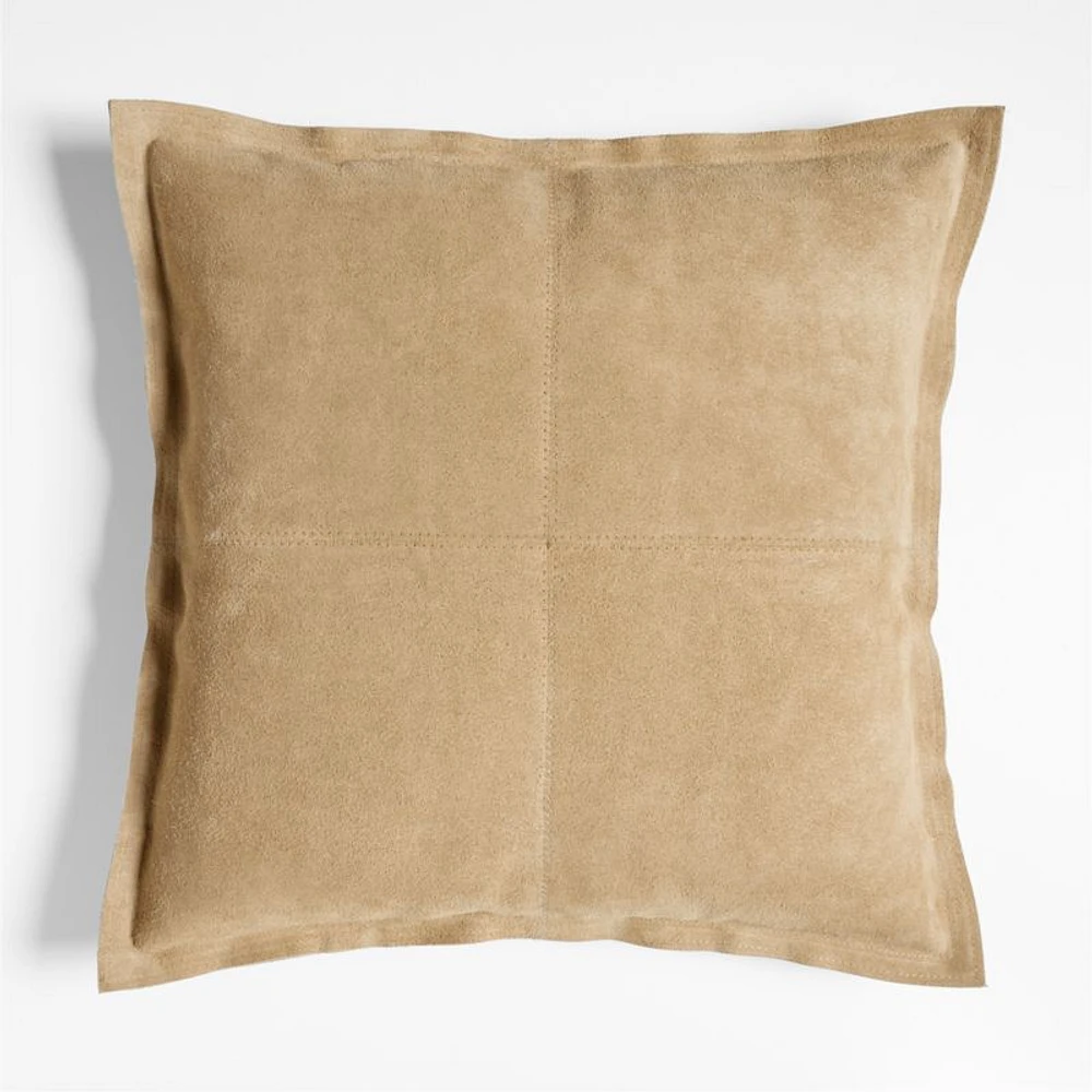 Hyde Pieced Suede 23x23 Camel Tan Throw Pillow Cover