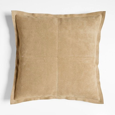 Hyde Pieced Suede 23x23 Camel Tan Throw Pillow Cover