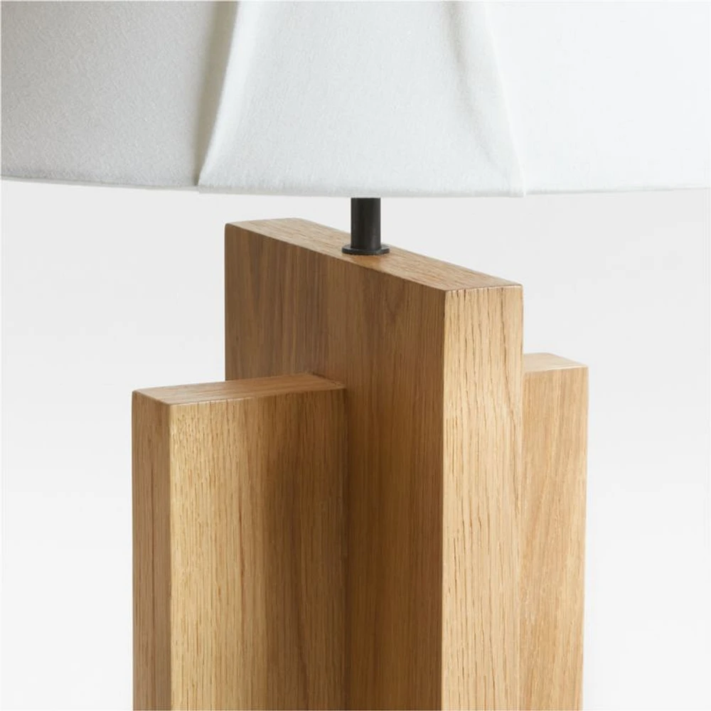 Il Solido Crossbase Oak Wood Floor Lamp with White Shade by Athena Calderone