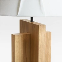 Il Solido Crossbase Oak Wood Floor Lamp with White Shade by Athena Calderone