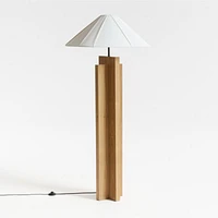 Il Solido Crossbase Oak Wood Floor Lamp with White Shade by Athena Calderone