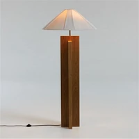Il Solido Crossbase Oak Wood Floor Lamp with White Shade by Athena Calderone