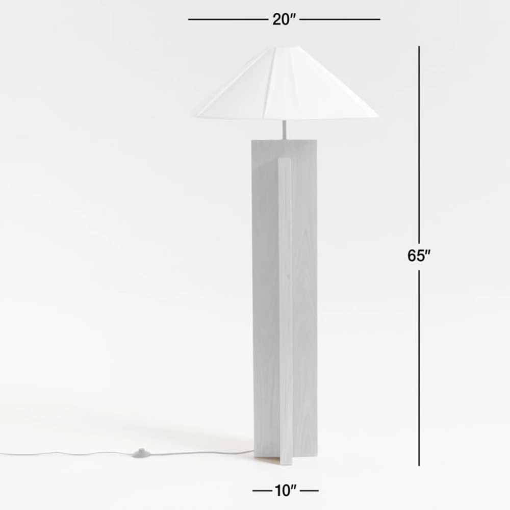 Il Solido Crossbase Oak Wood Floor Lamp with White Shade by Athena Calderone