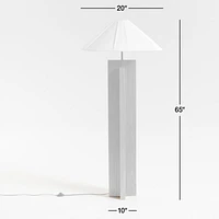 Il Solido Crossbase Oak Wood Floor Lamp with White Shade by Athena Calderone