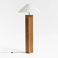 Il Solido Crossbase Oak Wood Floor Lamp with White Shade by Athena Calderone