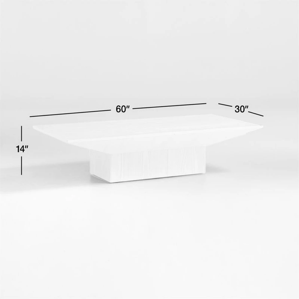 Icon Whitewashed Pine Wood 60" Rectangular Coffee Table