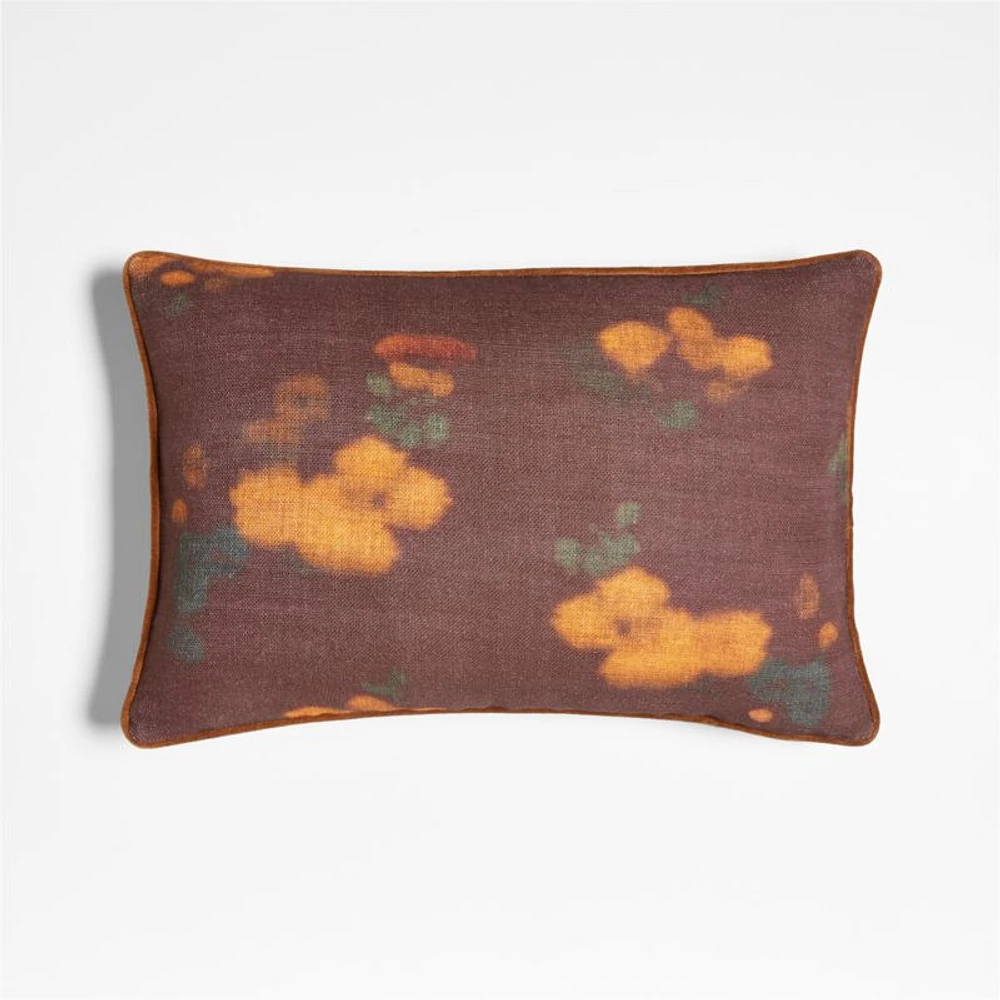 Impressionist Floral Cider Burgundy 22x15 Throw Pillow Cover