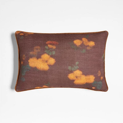 Impressionist Floral Cider Burgundy 22x15 Throw Pillow Cover
