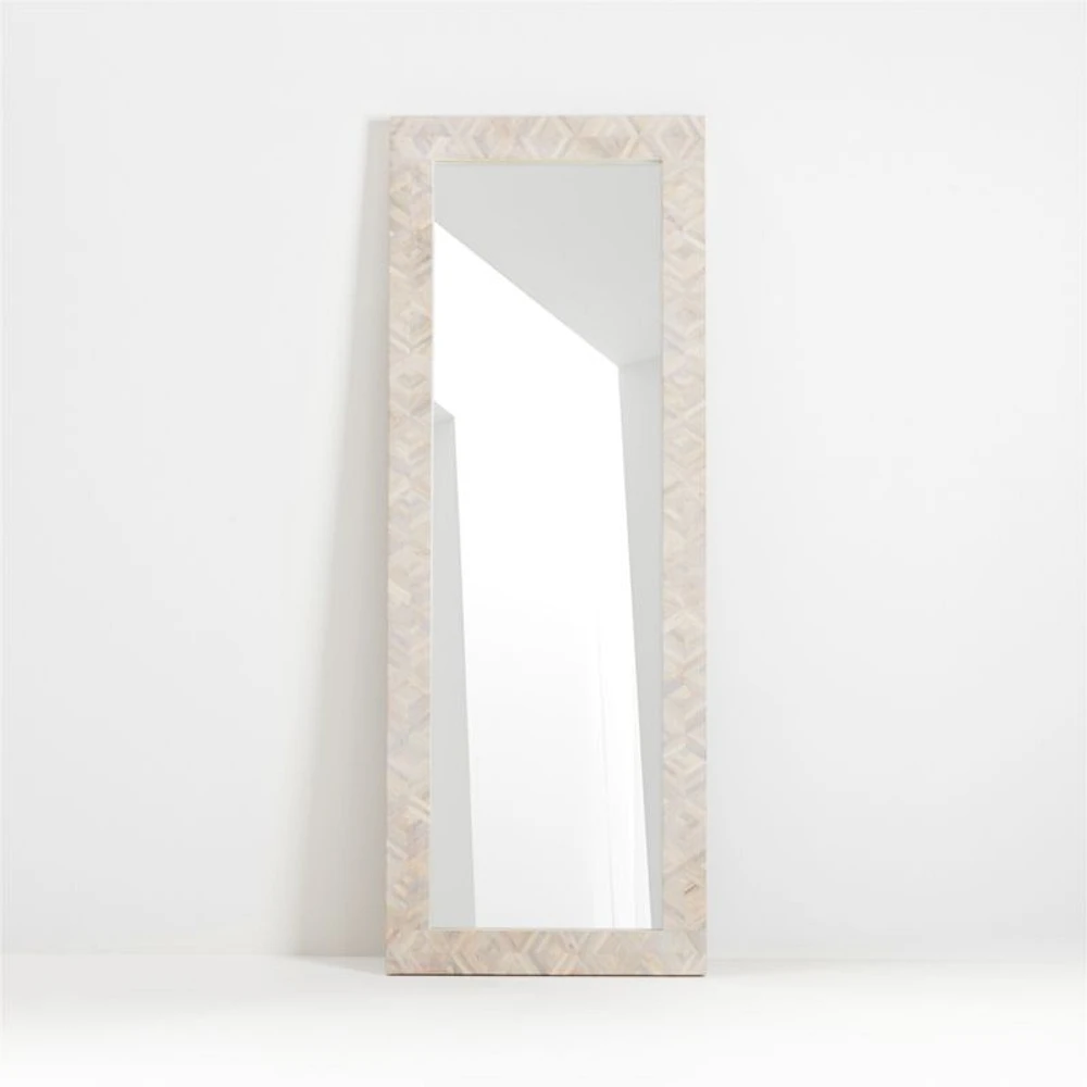 Indego Whitewashed Carved Wood Floor Mirror