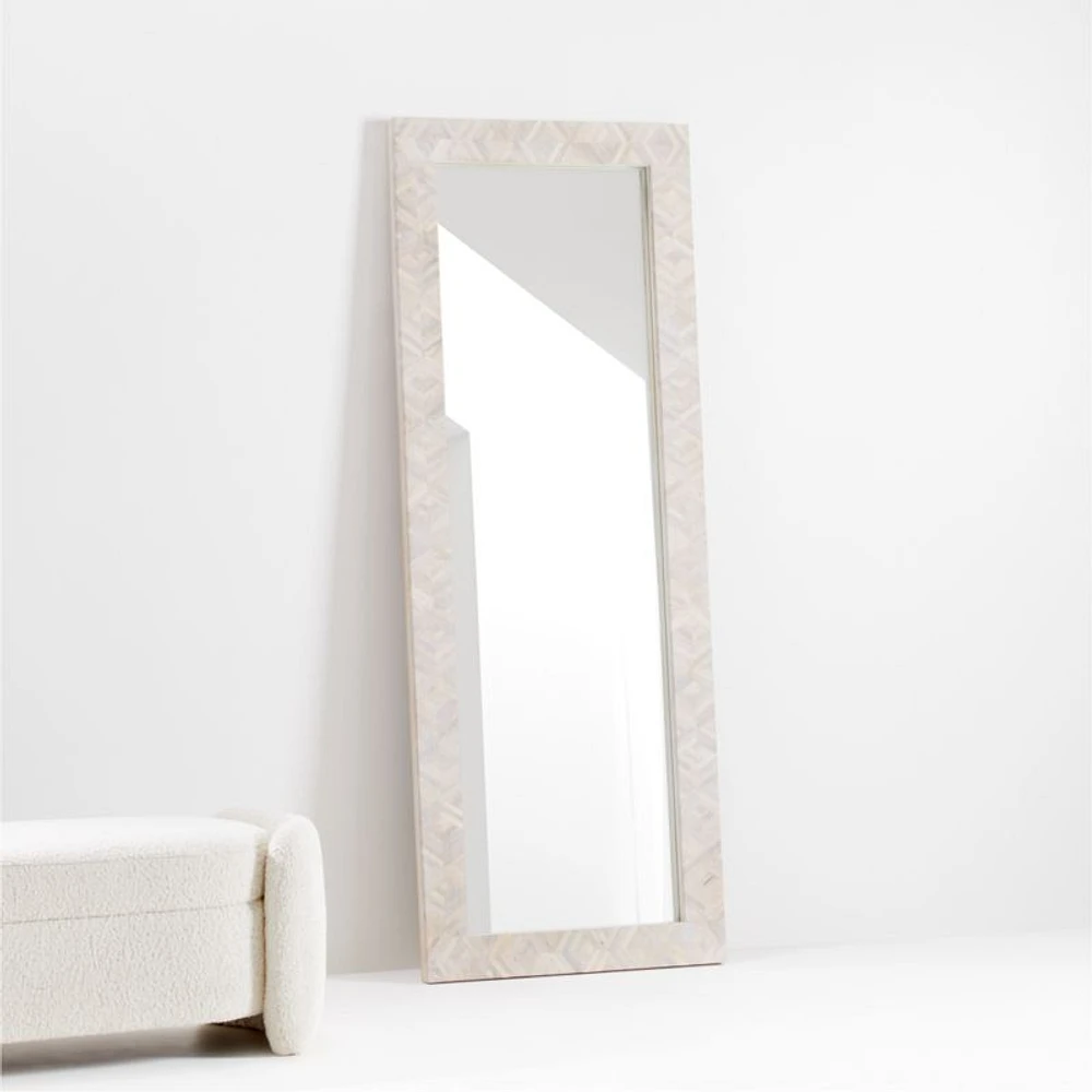Indego Whitewashed Carved Wood Floor Mirror