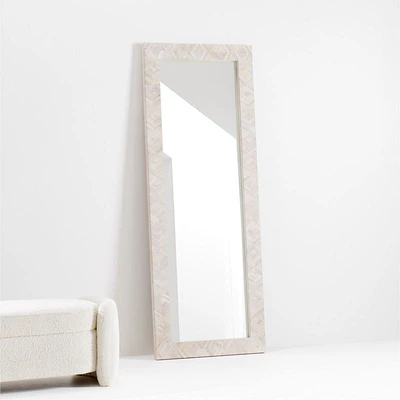 Indego Whitewashed Carved Wood Floor Mirror