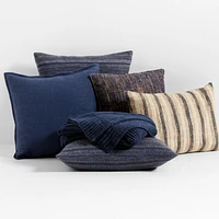 Riviera Stripe 24x16 Deep Indigo Blue Throw Pillow Cover