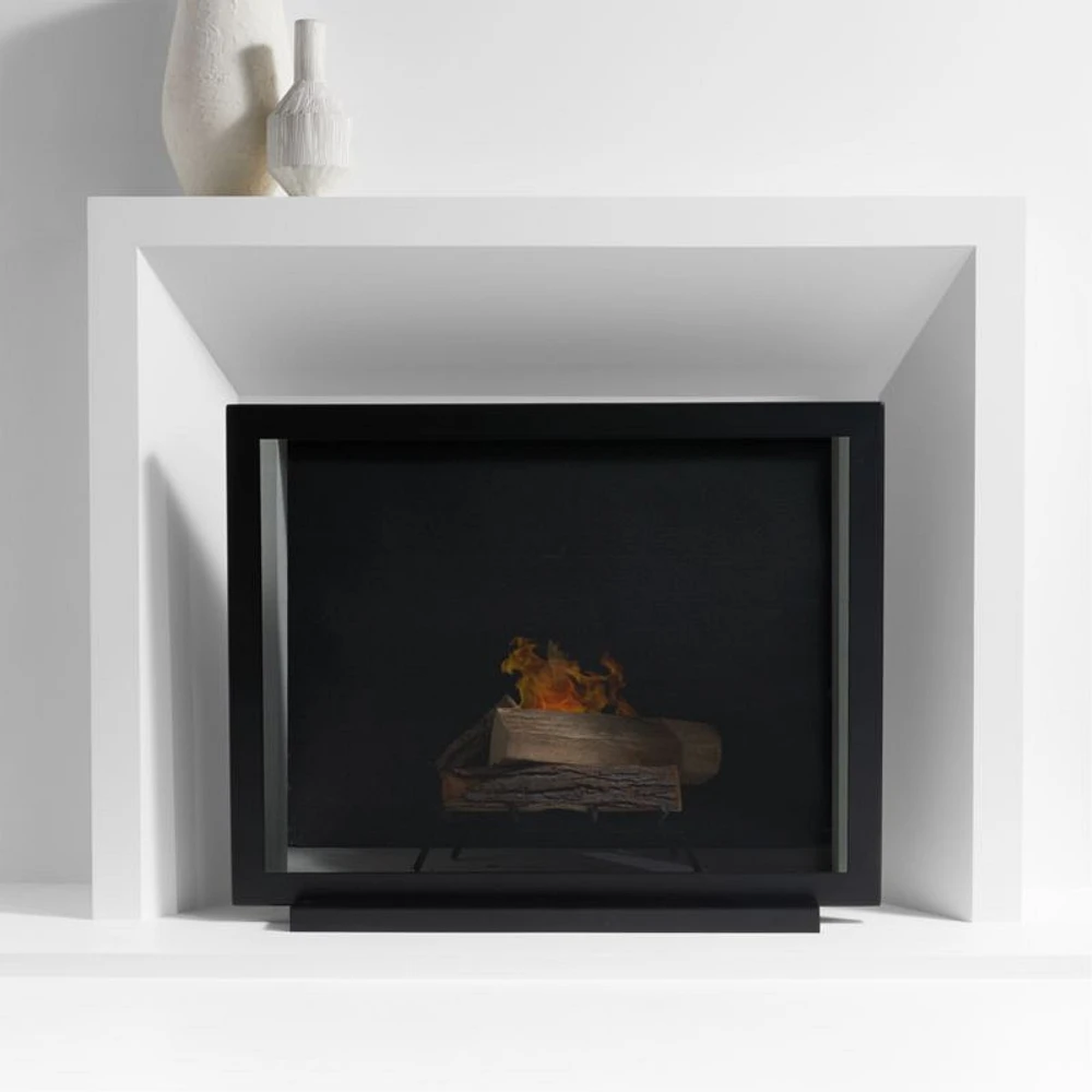 Black Industrial Fireplace Screen