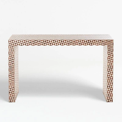 Intarsia 50" Rectangular Mosaic Teak Wood Console Table