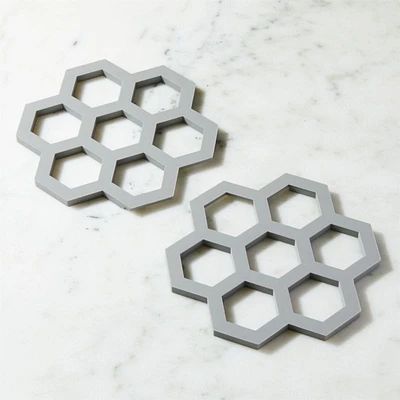 Interlocking Silicone Grey Trivets, Set of 2