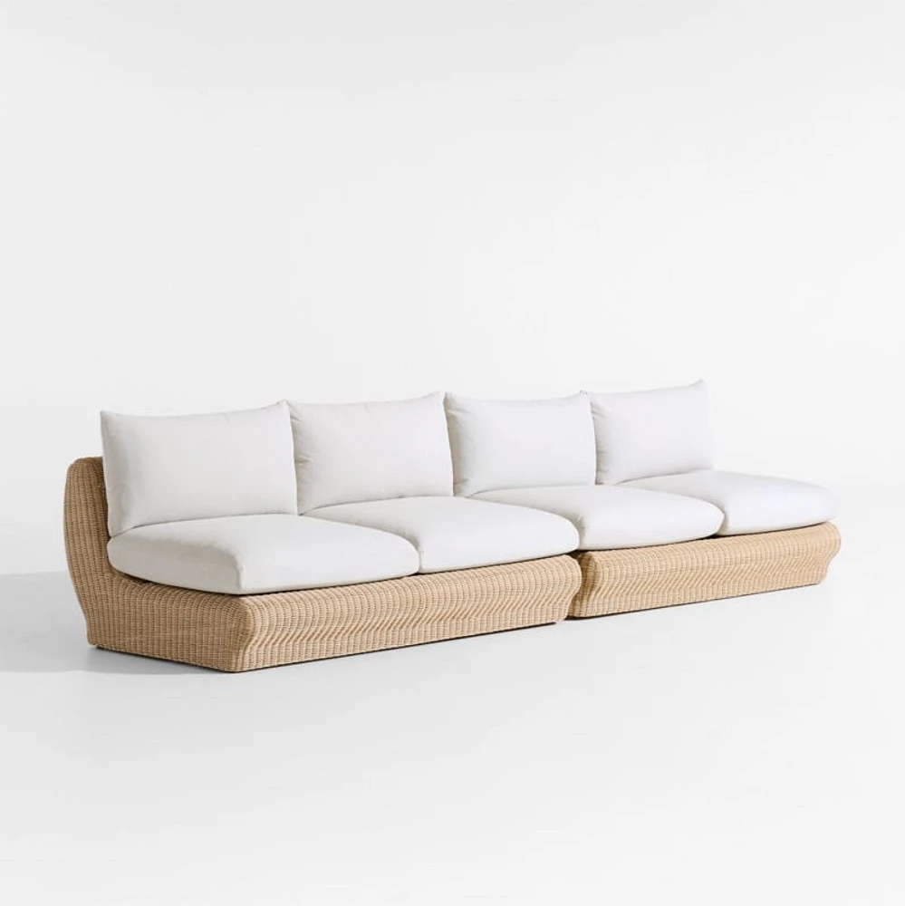 Ipanema Wicker 2-Piece Armless Outdoor Sofa with Cushions
