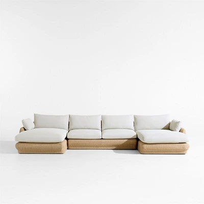 Ipanema Wicker 3-Piece Chaise Outdoor Sectional with Cushions