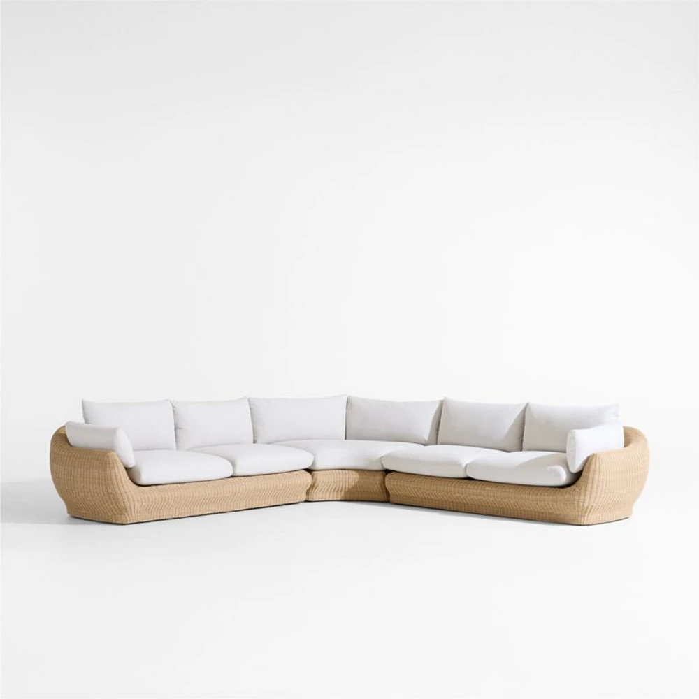 Ipanema Wicker 3-Piece L-Shaped Outdoor Sectional with Cushions