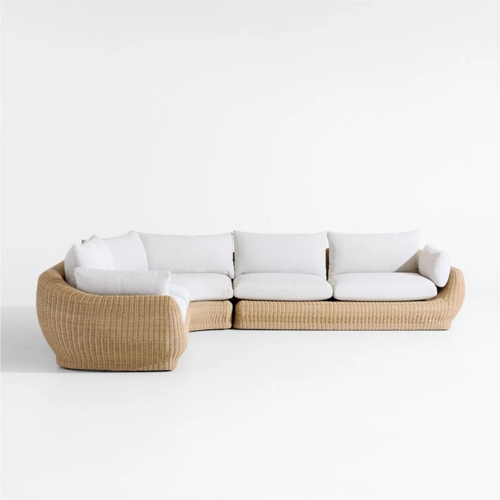 Ipanema Wicker 3-Piece L-Shaped Outdoor Sectional with Cushions