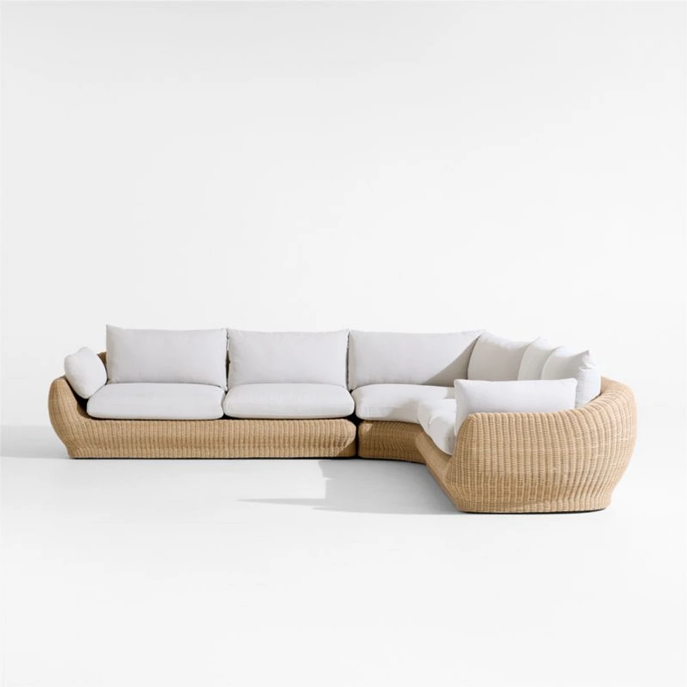 Ipanema Wicker 3-Piece L-Shaped Outdoor Sectional with Cushions