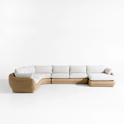 Ipanema Wicker 4-Piece Corner Right-Arm Chaise Outdoor Sectional with Cushions