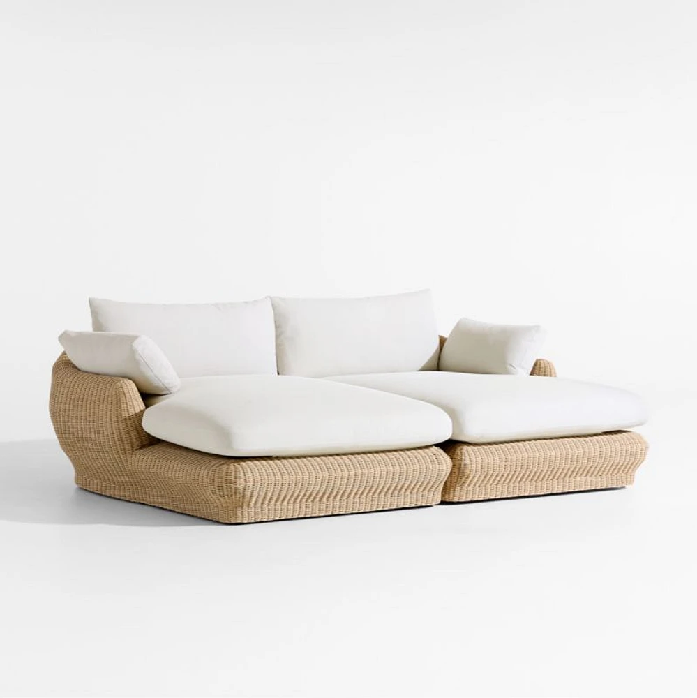 Ipanema Wicker Double Chaise Outdoor Sectional with Cushions