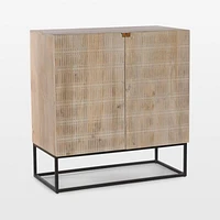 Ivan Light Wash Wood Bar Cabinet with Storage