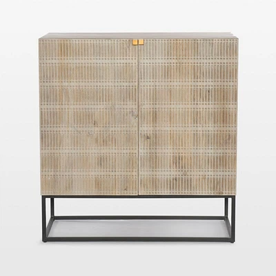 Ivan Light Wash Wood Bar Cabinet with Storage