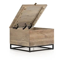Ivan Light Wash Wood 24" Square Storage Side Table