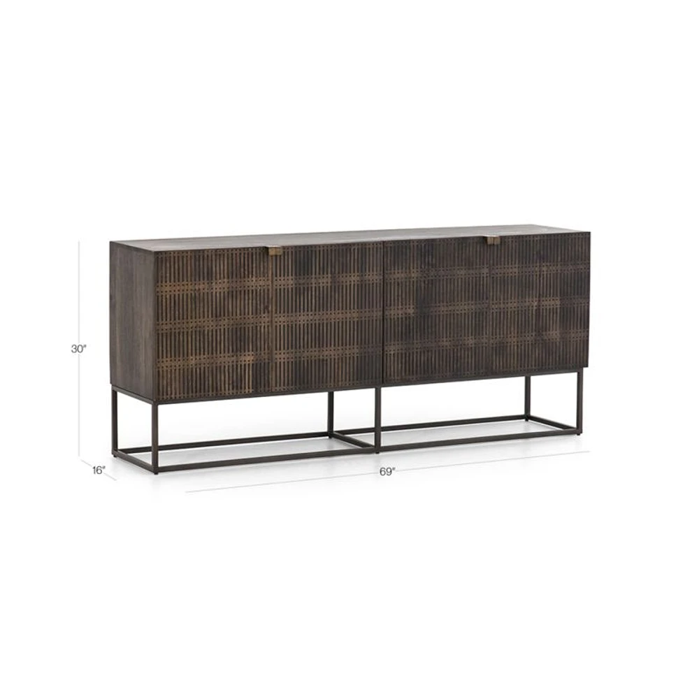 Ivan 69" Wood and Iron Storage Media Console