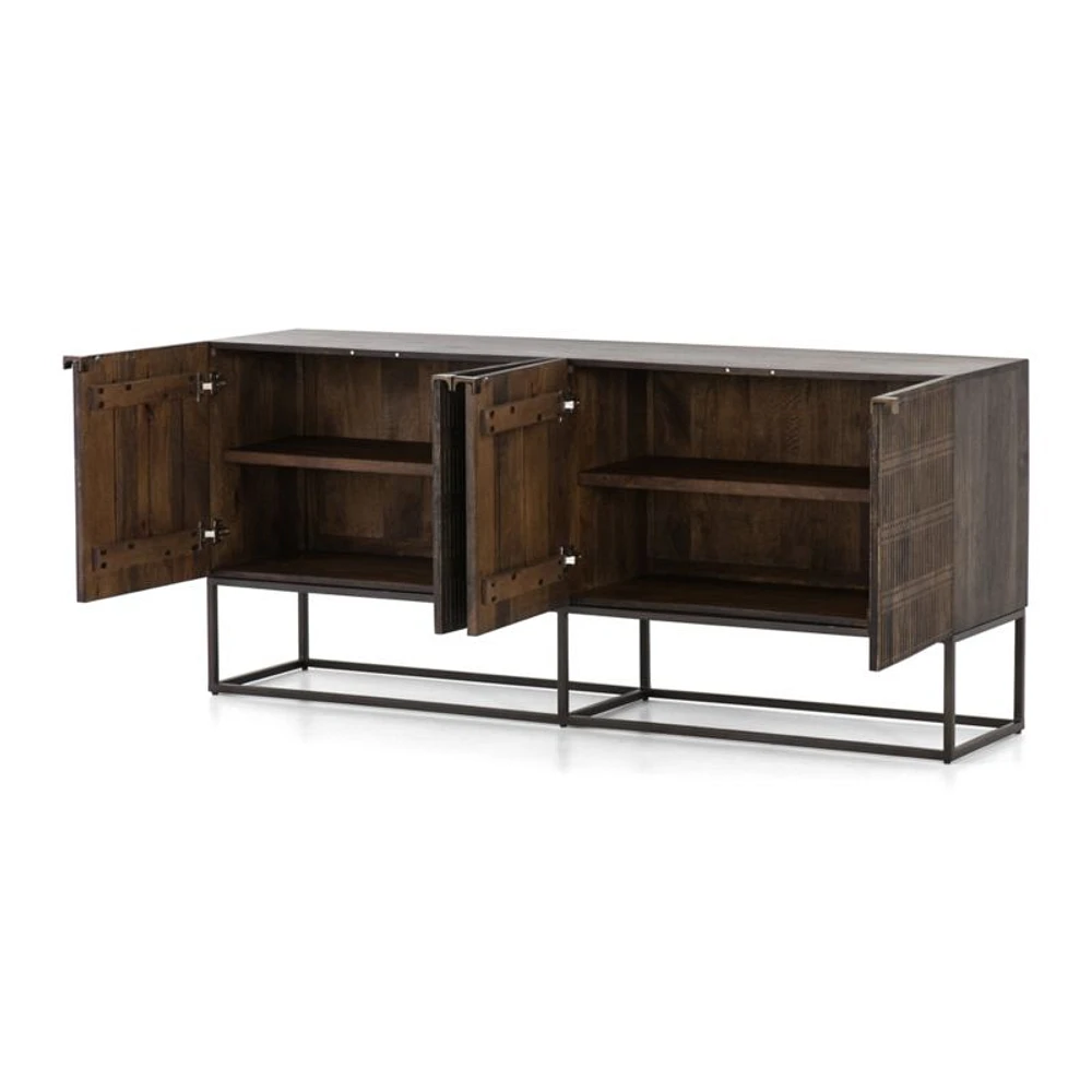 Ivan 69" Wood and Iron Storage Media Console